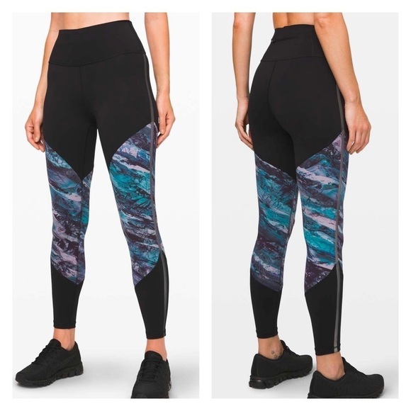 Lululemon Run to Reset Reflective Tight 25" Black Frozen Island Multi‎ 6 - Picture 5 of 8
